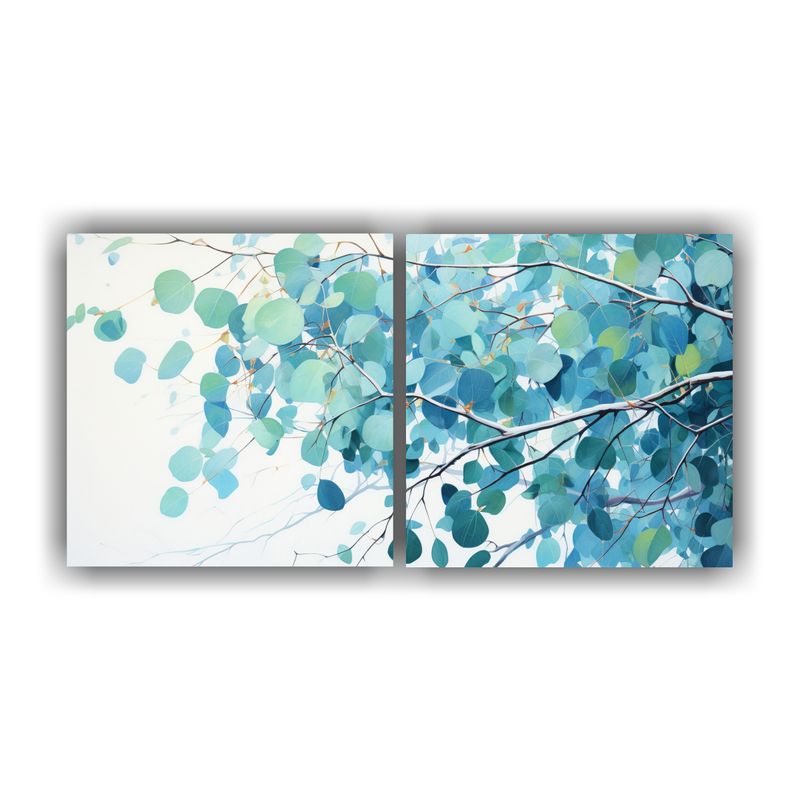 GENERICO - Pintura Abstracta De Colores Turquesa Y Negro En árbol De E 160x80cm