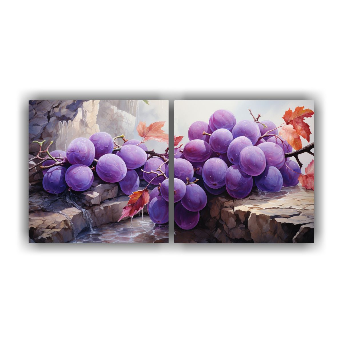 GENERICO - Cuadros Abstractos De Colores Púrpura Para Cocina Dos Lienz 160x80cm