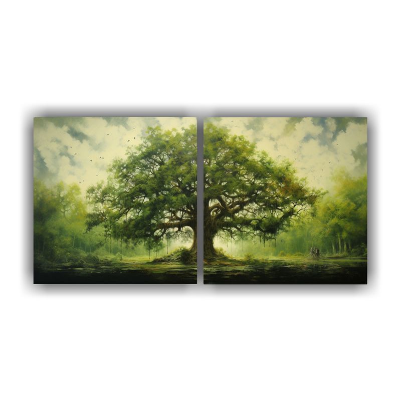 GENERICO - Set 2 Cuadros De Colores Adorables Abstracto De Un Árbol En 160x80cm