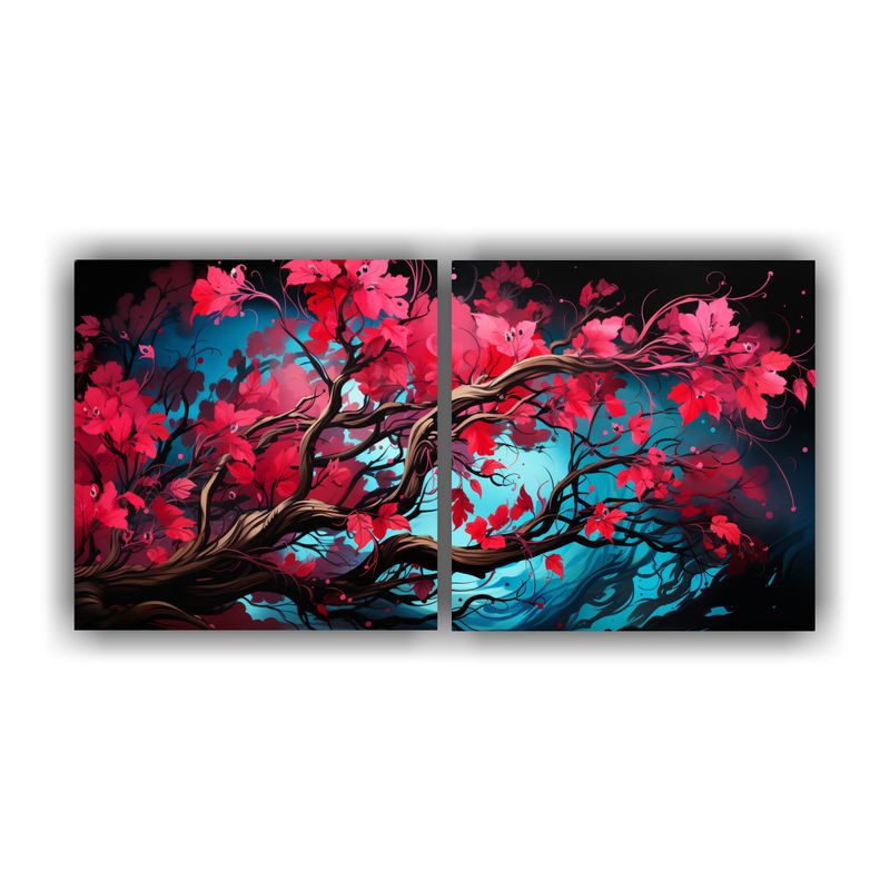 GENERICO - Cuadros De Imagen Neonoir De Cultura Fuchsia Bonsai En Rojo  160x80cm