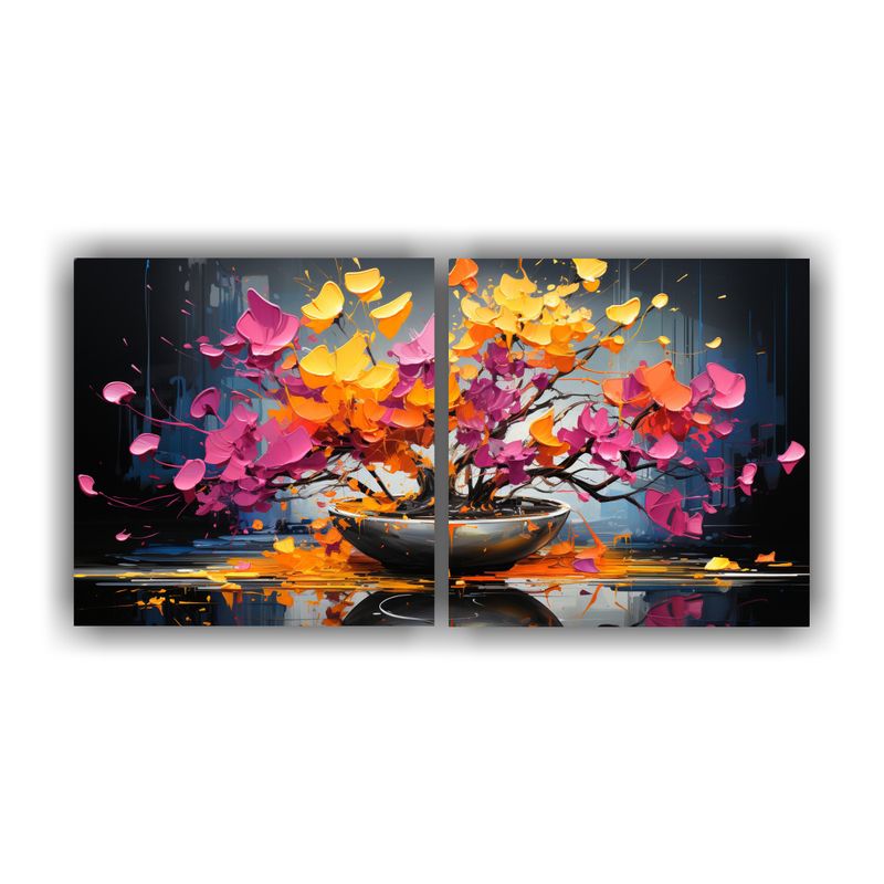 GENERICO - Pintura En Lona Ginkgo Biloba Bonsái En Colores Vibrantes N 160x80cm