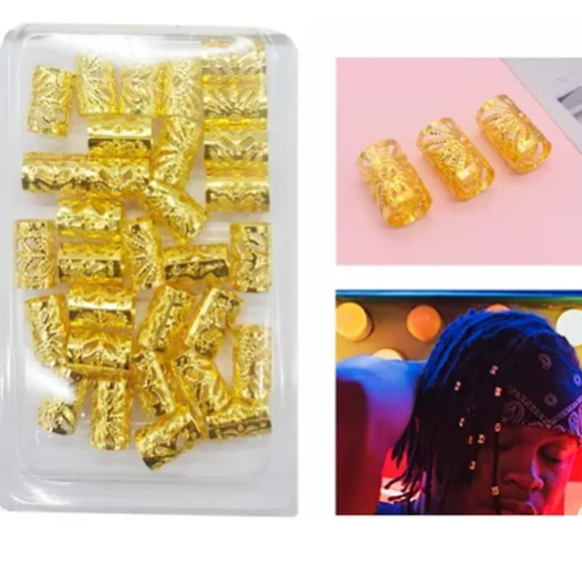 GENERICO - Decoración Accesorios Para Trenzas Africanas Peinados T-23 Dorados