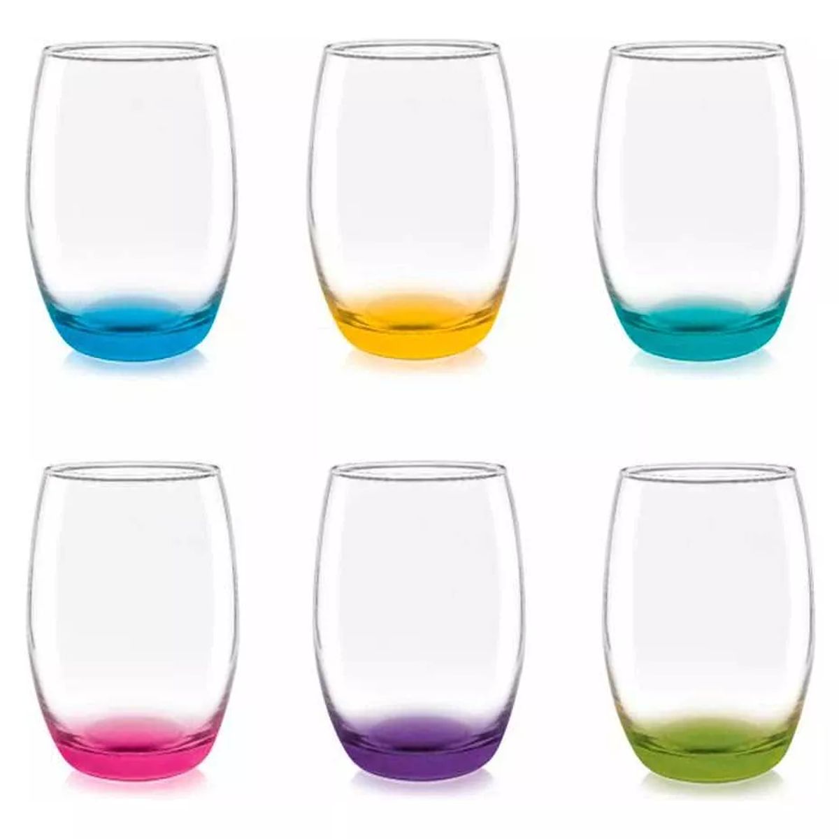 GENERICO - Set de 6 Vasos Altos 460cc Mikonos Fondo Color.