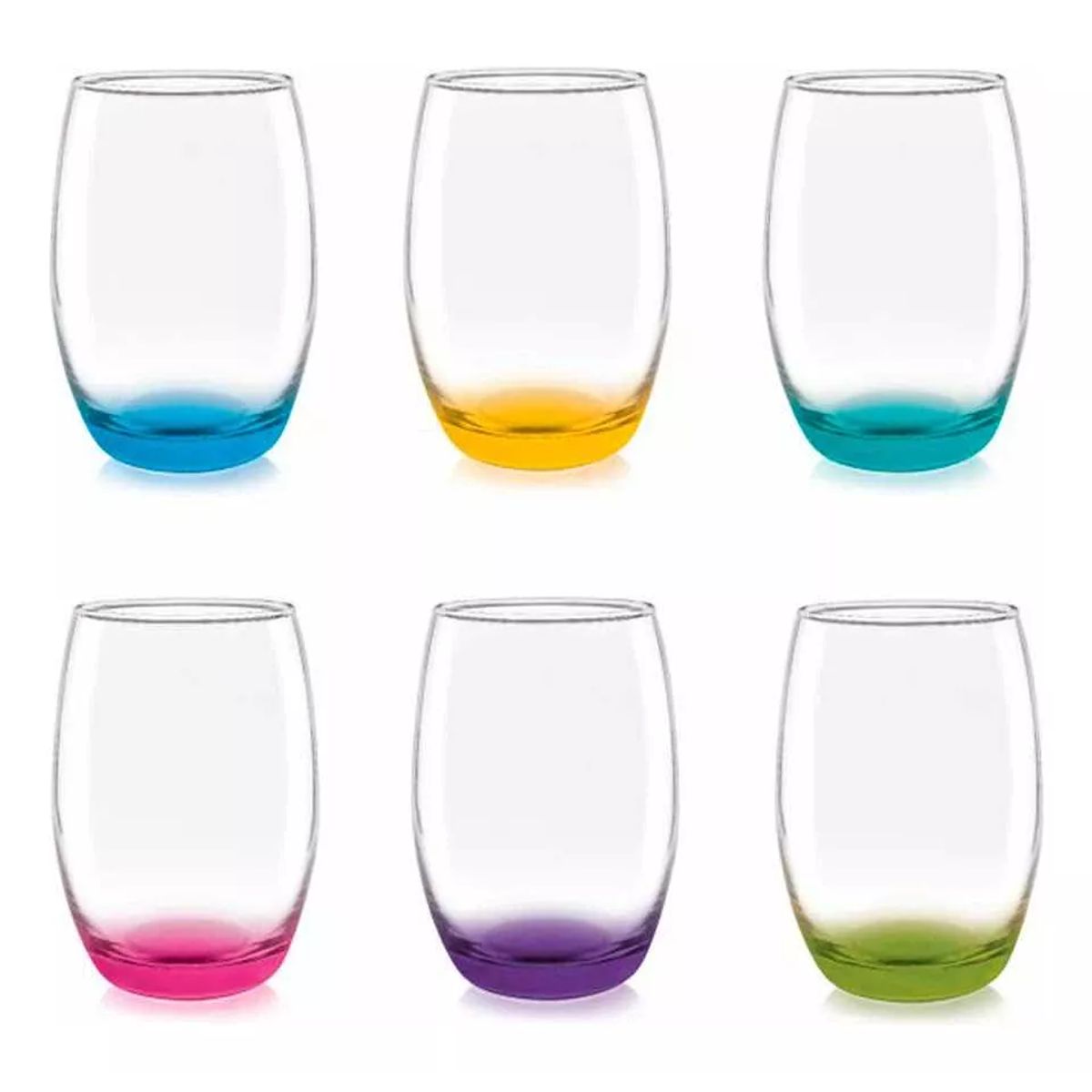 GENERICO - Set de 6 Vasos Altos 460cc Mikonos Fondo Color.