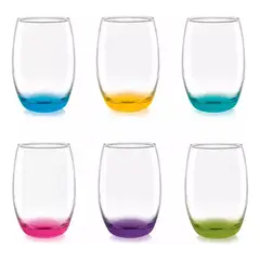 GENERICO - Set de 6 Vasos Altos 460cc Mikonos Fondo Color.