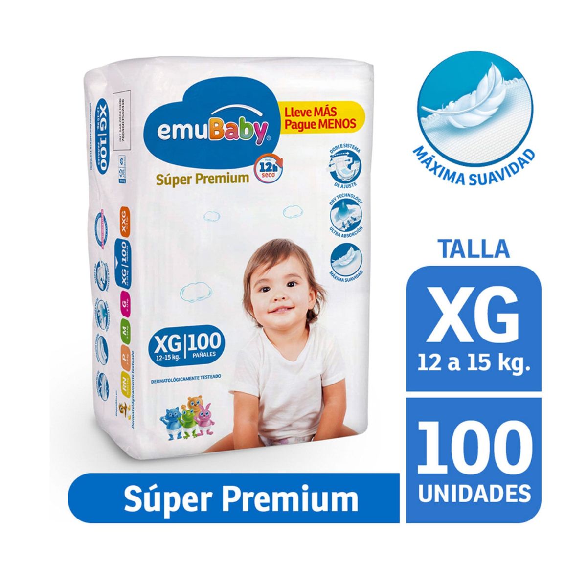 EMUBABY - Pañal Emubaby Super Premium Xg, 100 Un