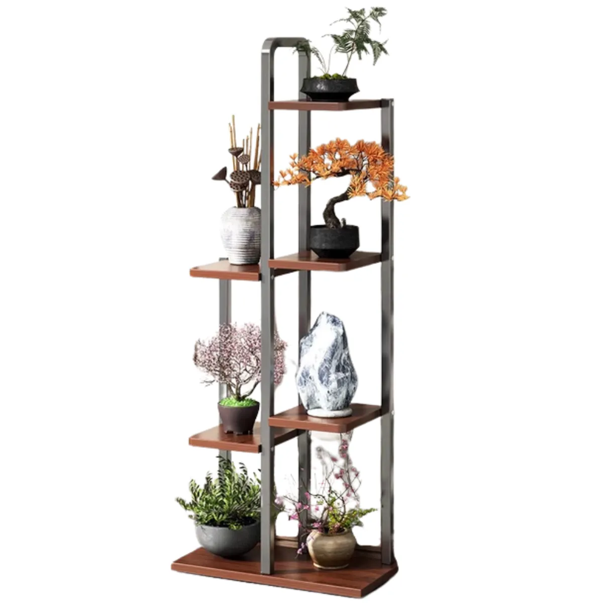 CRUSEC - Soporte De 7 espacios Para Macetas Plantas Decorativo Negro