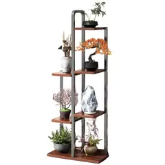 CRUSEC - Soporte De 7 espacios Para Macetas Plantas Decorativo Negro