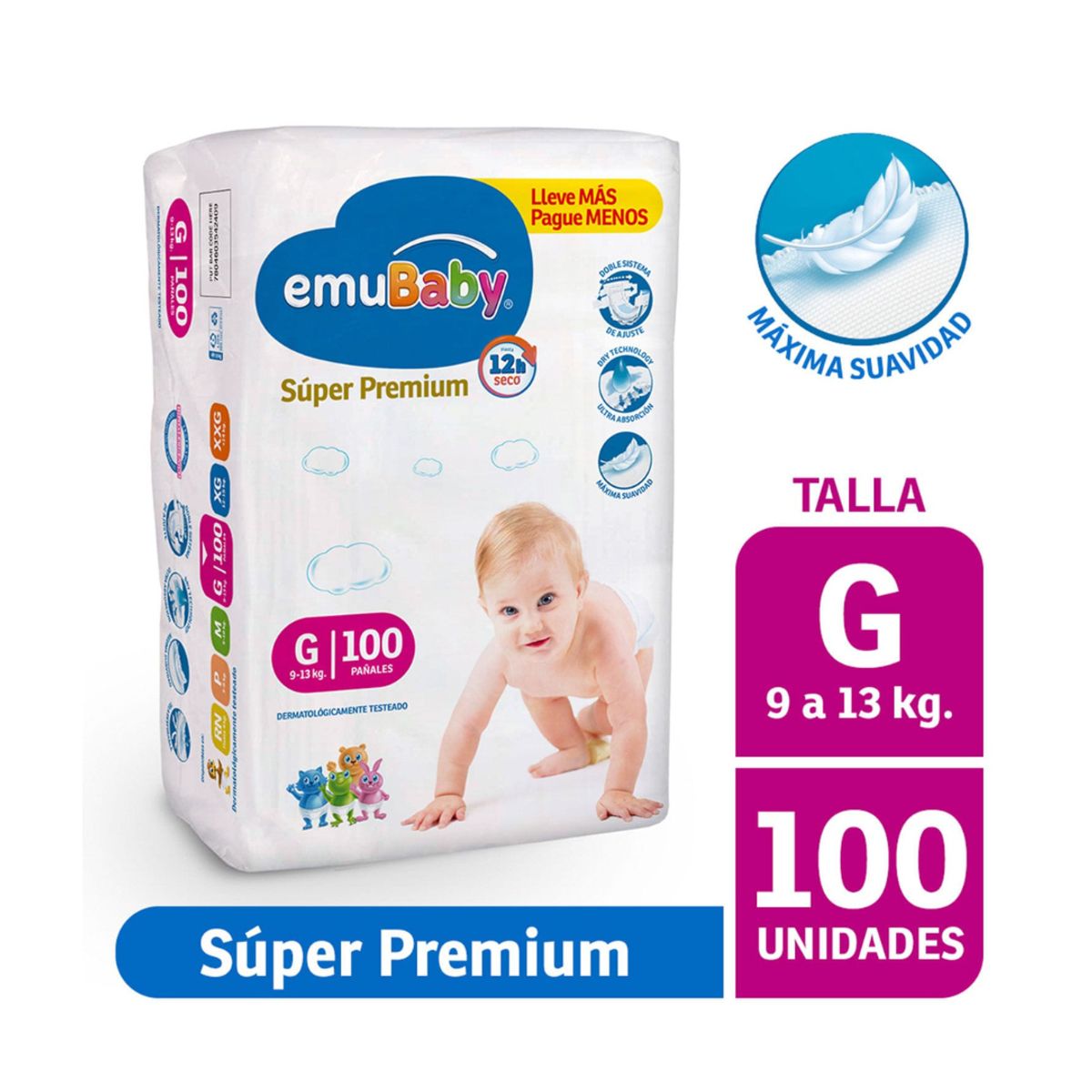 EMUBABY - Pañal Emubaby Super Premium G, 100 Un