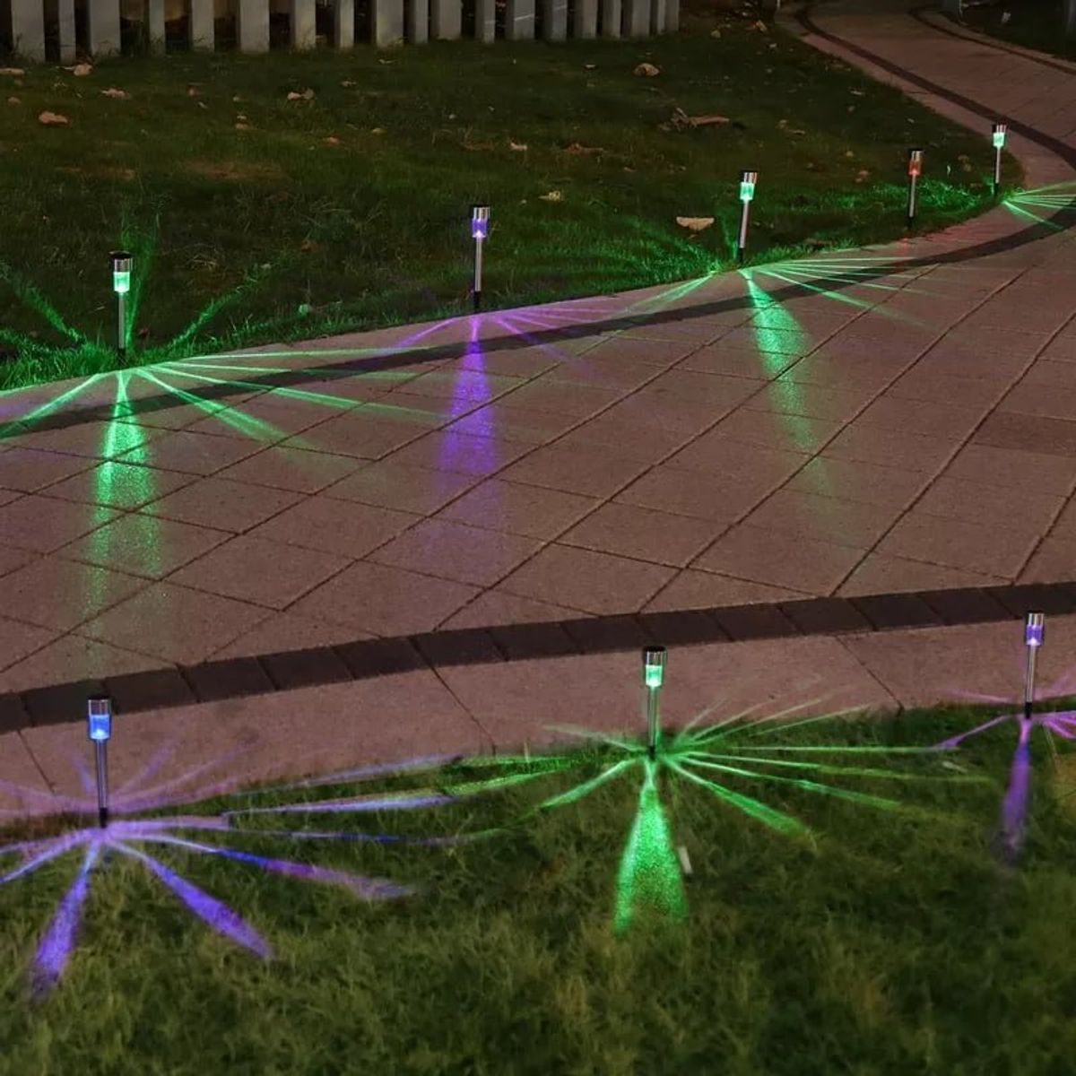 GENERICO - Pack 10 Luces LED solares de acero inoxidable, lámpara de jardín.