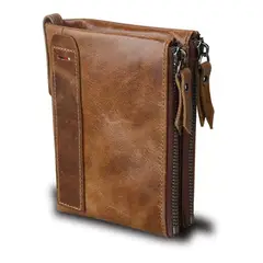 MUNDO MAGIA - Billetera Hombre Cuero 100% Bloqueo Rfid Monedero Corto