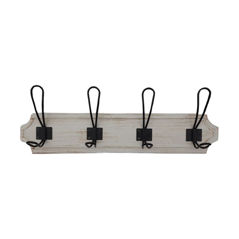 GENERICO - Perchero De Pared Colgador Vintage 4 Ganchos Dobles Blanco