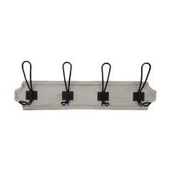 GENERICO - Perchero De Pared Colgador Vintage 4 Ganchos Dobles Blanco