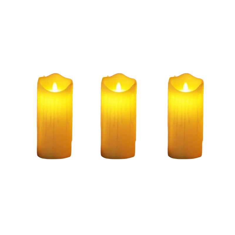 GENERICO - Set 3 Velas Artificiales Blancas Luz Led Con Efecto Llama