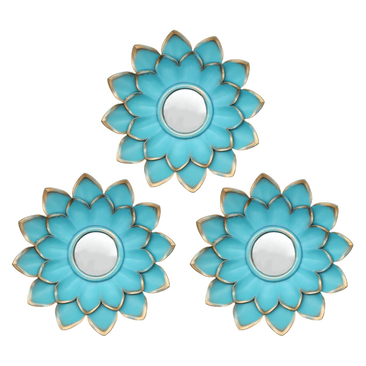GENERICO - Set 3 Marcos De Espejos Flor De Loto Decorativo Calipso Deco