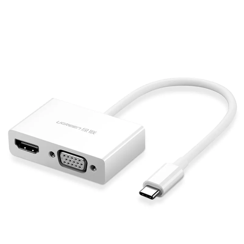 UGREEN - Convertidor de Video USB-C a HDMI y VGA Blanco UGREEN