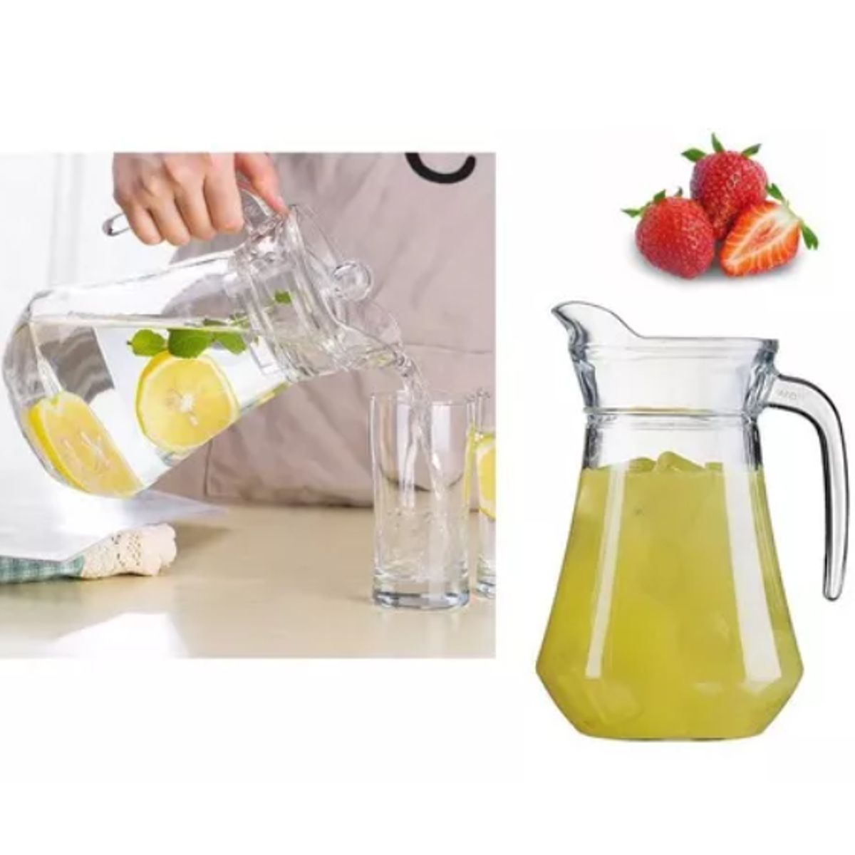 GENERICO - Jarra De Vidrio Con Tapa De 1.400 Ml 23cm X 16cm Color