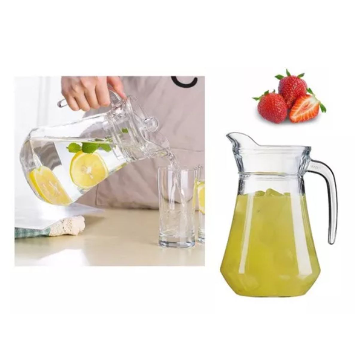 GENERICO - Jarra De Vidrio Con Tapa De 1.400 Ml 23cm X 16cm Color