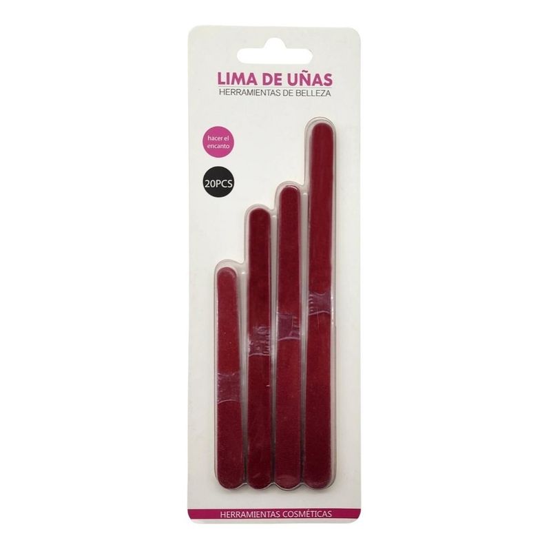 GENERICO - Set 20 Limas De Uñas Delgadas 4 Tamaños Manicura Manicure