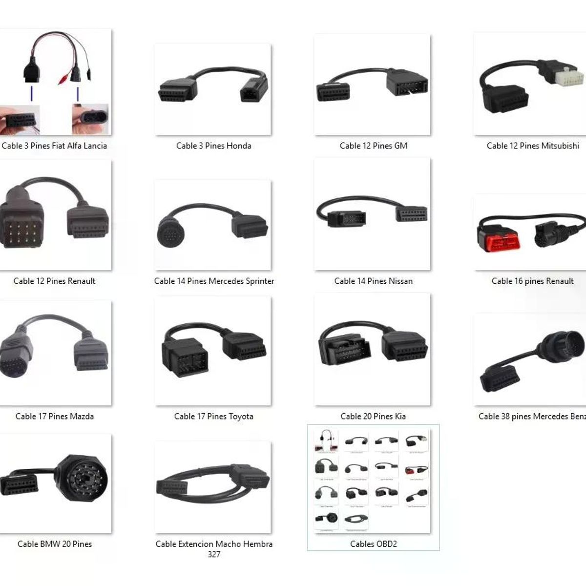 GENERICO - Cables Scanner Automotriz Obd Toda Marca 12 Unidades Elija