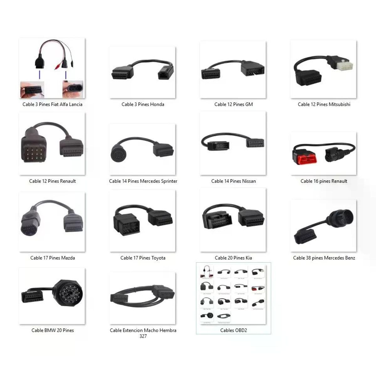 GENERICO - Cables Scanner Automotriz Obd Toda Marca 12 Unidades Elija