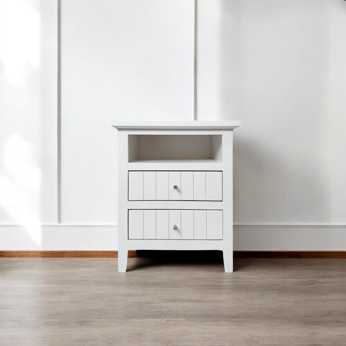 RUSTIC STYLE - Velador de madera ranurado  rieles telescopicos MGR MUEBLES