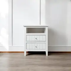 RUSTIC STYLE - Velador de madera ranurado rieles telescopicos MGR MUEBLES