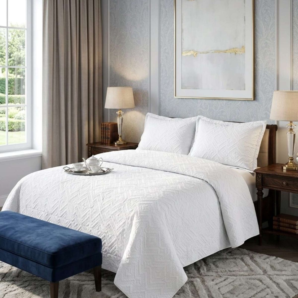 GENERICO - Quilt de Verano Transpirable, Ligero y Elegante king