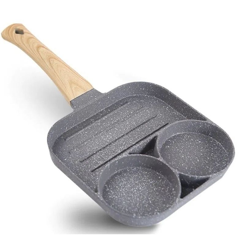 GENERICO - Sarten Mini 3 Compartimientos Divisiones Huevos PancakeS