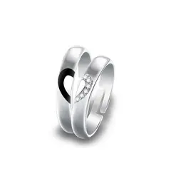 ZG JOYAS - Anillos Plata S925 Ajustables Pareja Corazón Mi Otra Mitad