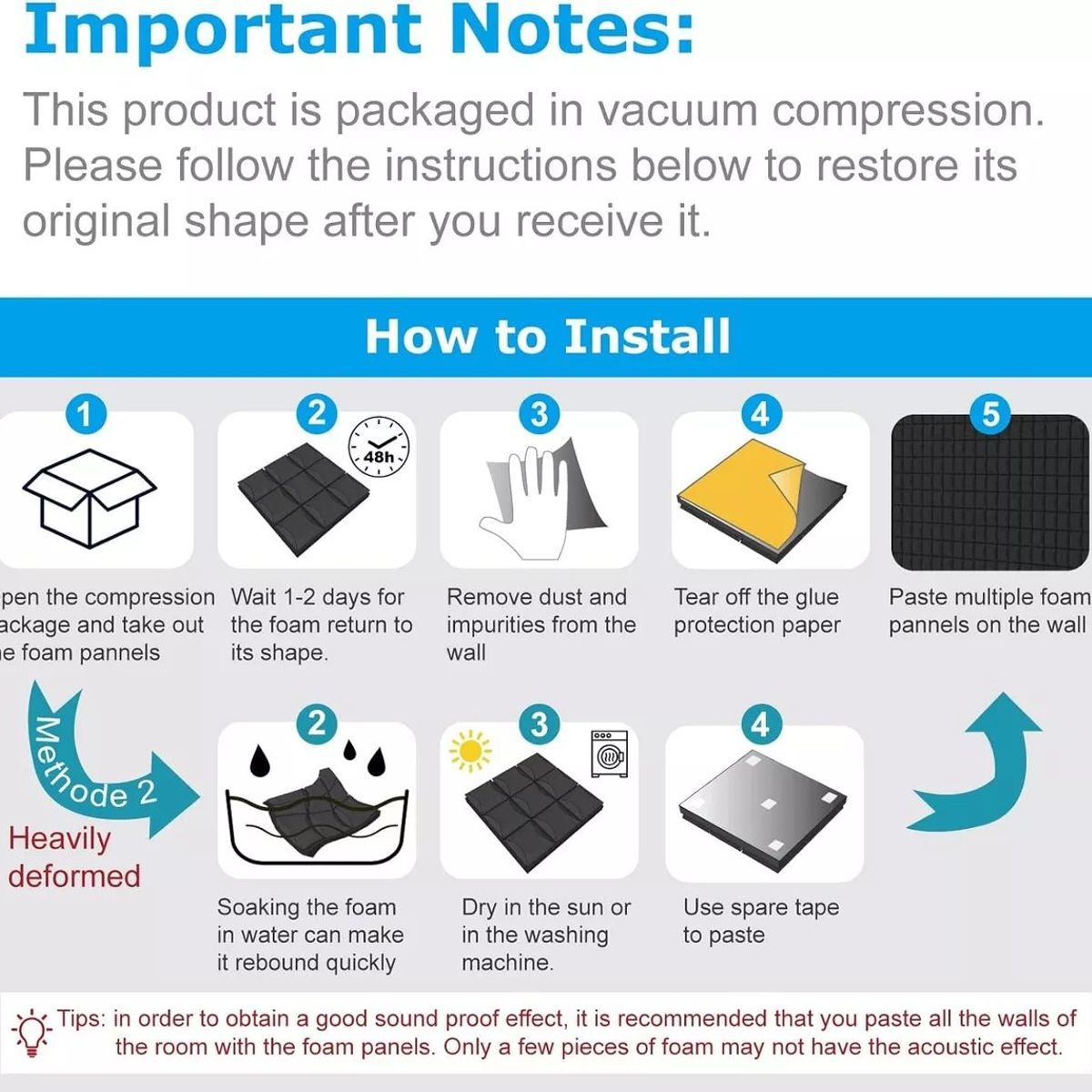 KUANGYE - Pack X12 Espuma Panel Acústico Forma Rombo Auto-adhesivo