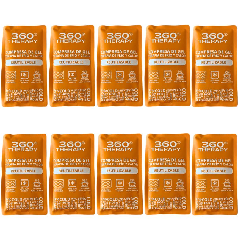 360 THERAPY - Pack de 10 Compresas de Gel Frío/Calor. 13x23cm. 360º Therapy®