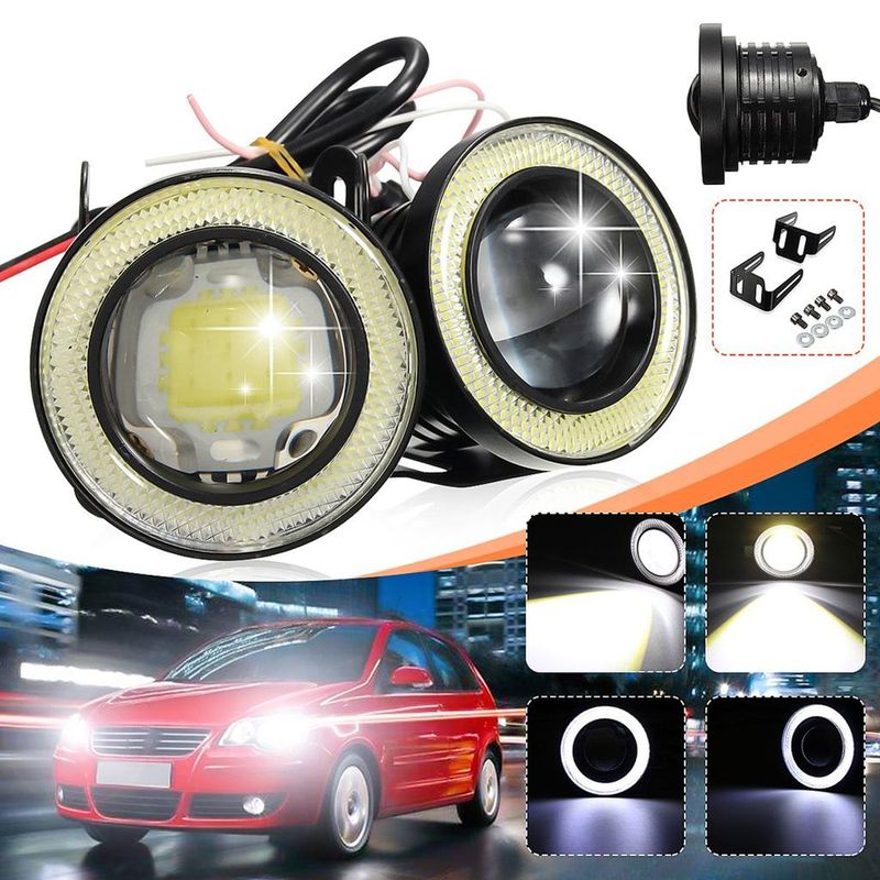 EDWINAYY - X2 Focos Neblineros Led Ojos De ángel Rgb Multicolor 89mm
