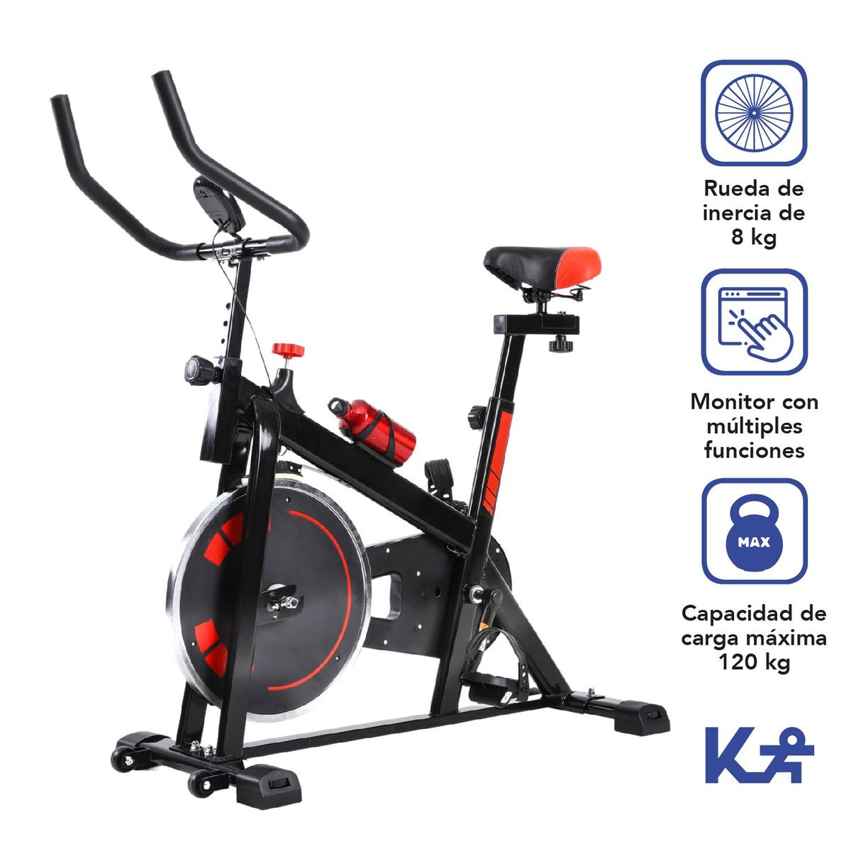 LUMAX - Bicicleta Estatica Fija Spinning Cardio Y Fitness 8 Kg