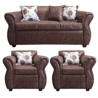 Living Con Resorte Estructural 5 Cuerpos 3+1+1 York Envejecido Café Oscuro