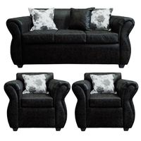 Living Con Resorte Estructural 5 Cuerpos 3+1+1 York Envejecido Negro