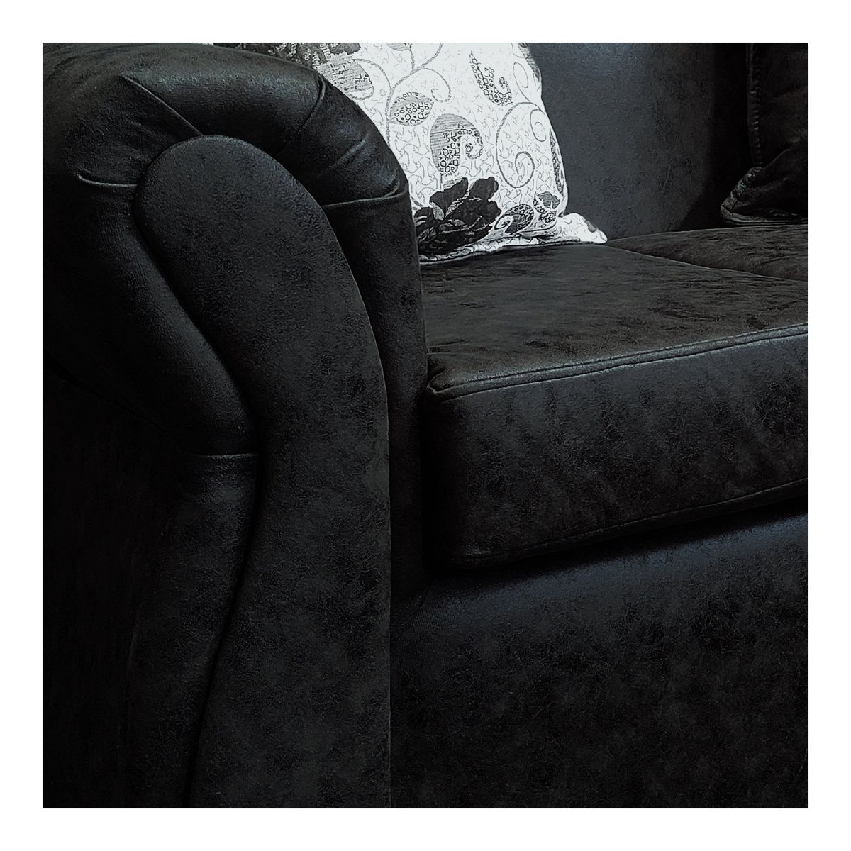 AMERICA DECORA - Living Con Resorte Estructural 5 Cuerpos 3+1+1 York Envejecido Negro