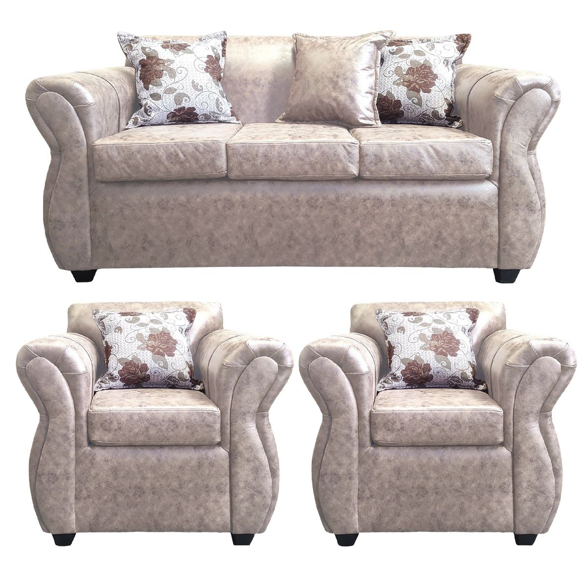 AMERICA DECORA - Living Con Resorte Estructural 5 Cuerpos 3+1+1 York Envejecido Beige