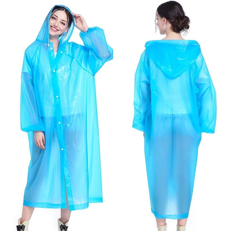 GENERICO - PONCHO IMPERMEABLE CON CAPUCHA PARA LLUVIA UNISEX CELESTE