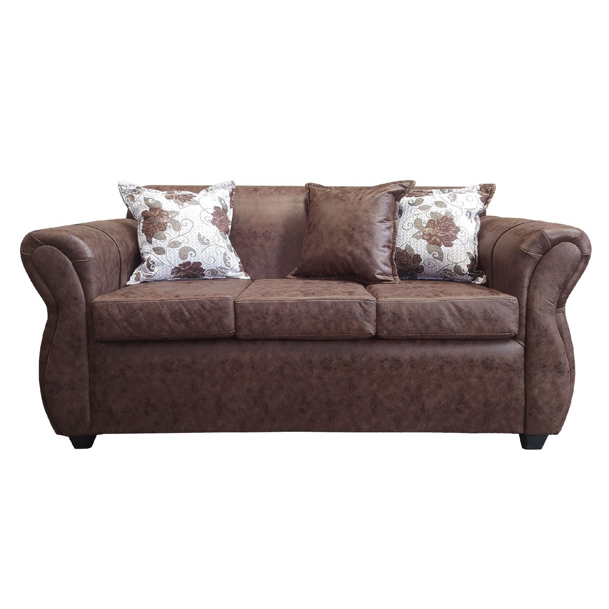 AMERICA DECORA - Sofá Con Resorte Estructural 3 Cuerpos York Envejecido Café Oscuro