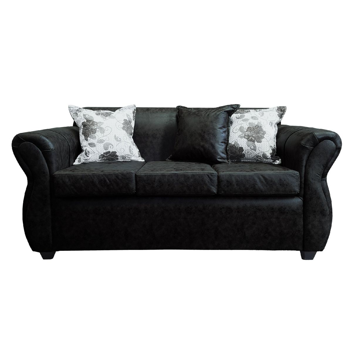 AMERICA DECORA - Sofá Con Resorte Estructural 3 Cuerpos York Envejecido Negro