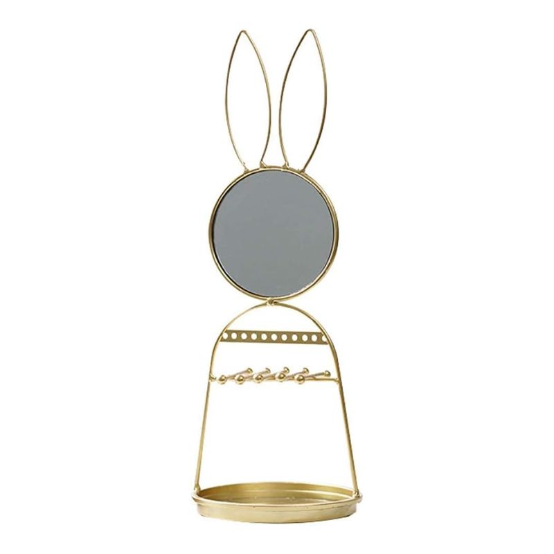 GENERICO - Espejo De Conejo Soporte Organizador Joyas Nordico Dorado