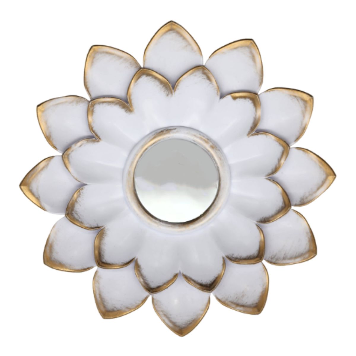 GENERICO - Set 4 Marcos De Espejos Flor De Loto Decorativo Blanco Deco