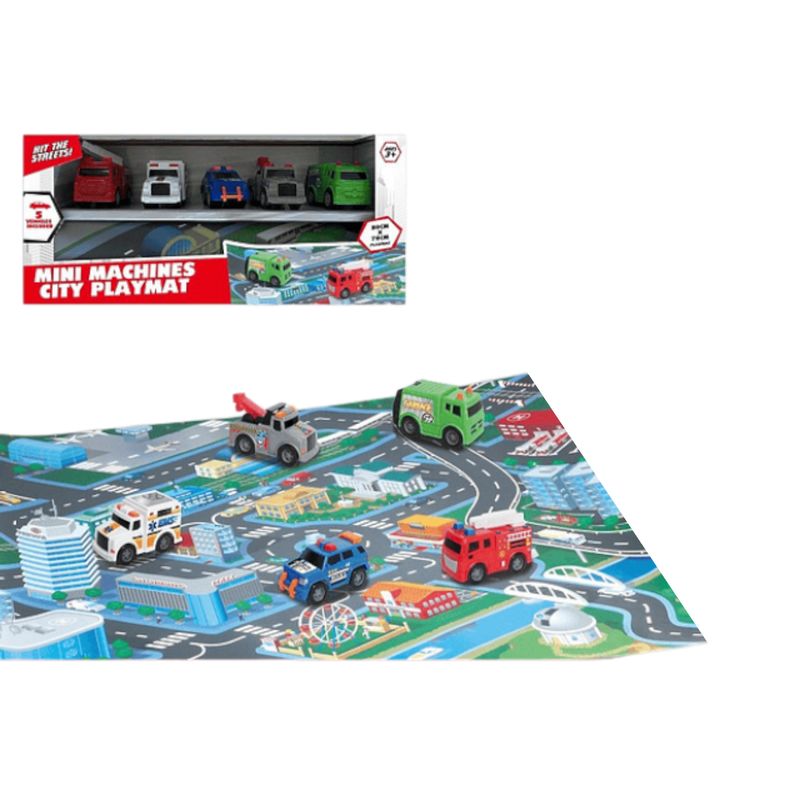 GENERICO - Set Juego Alfombra Para Niños Parking Autitos 5 Vehiculos