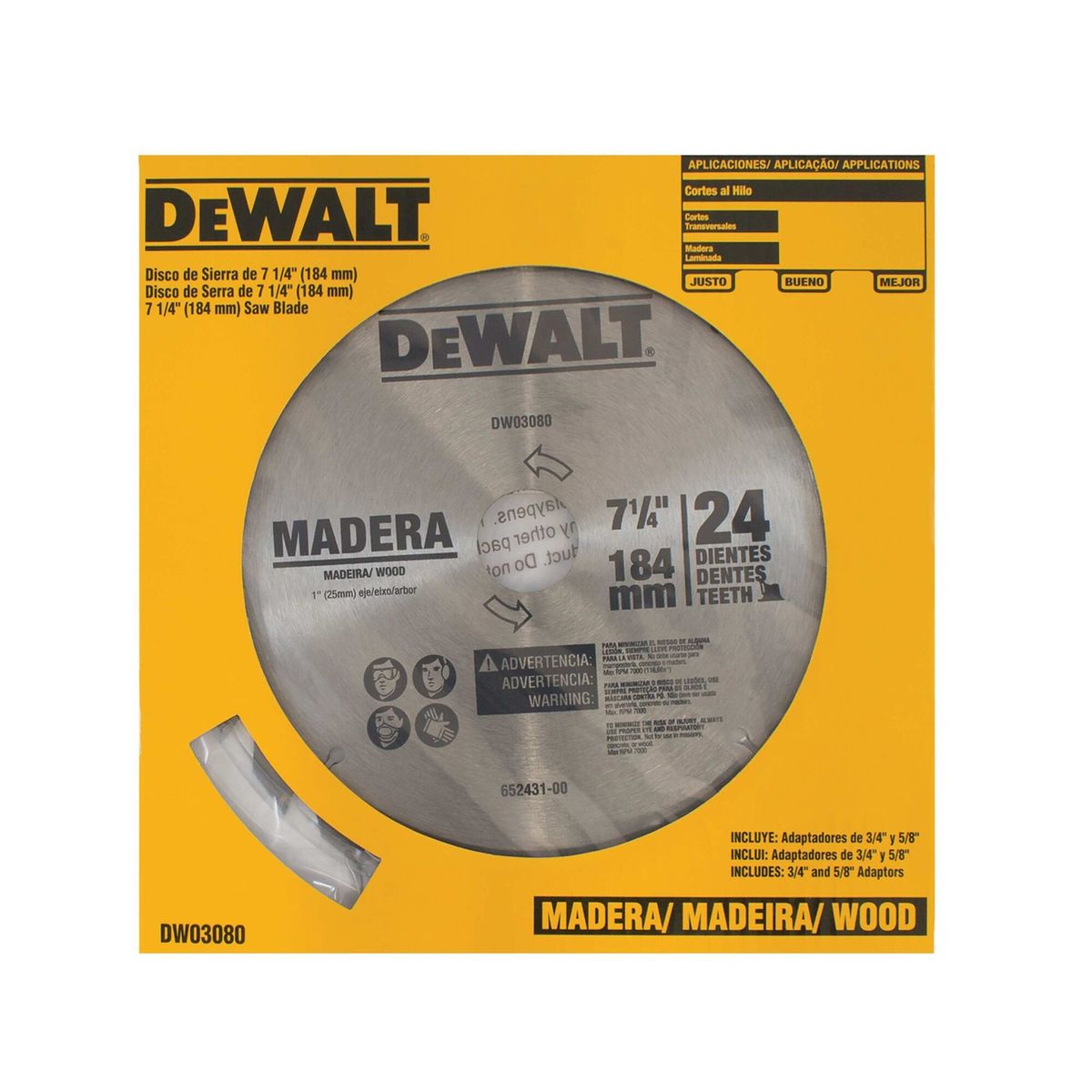 DEWALT - Disco De Sierra 7-1/4'' 24 Dientes Dwa03080