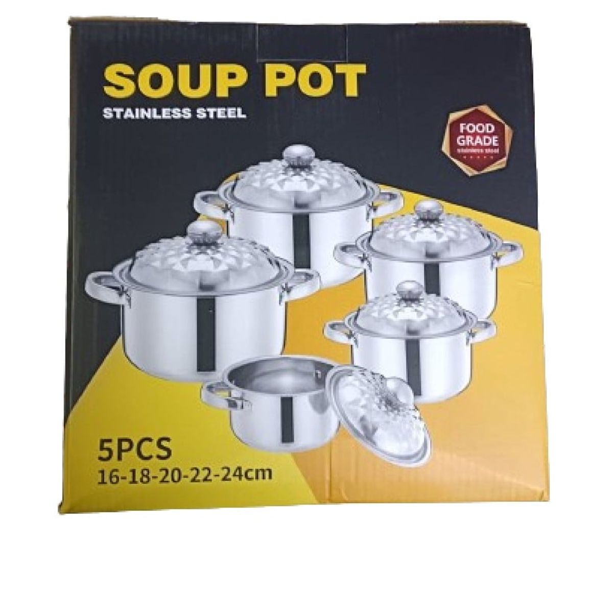 GENERICO - Juego De Ollas 16-18-20-22-24cm 10P Inox Diseño