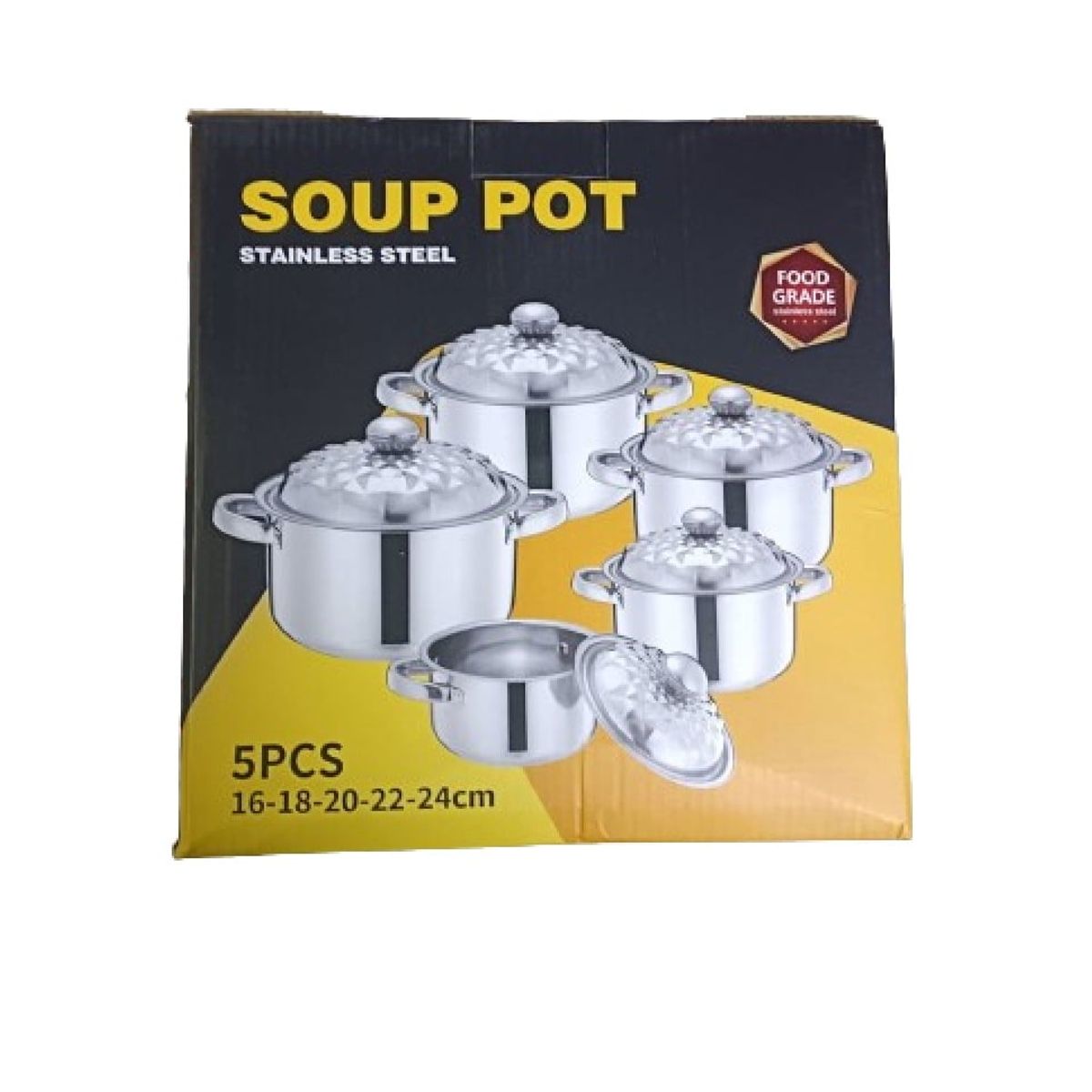 GENERICO - Juego De Ollas 16-18-20-22-24cm 10P Inox Diseño