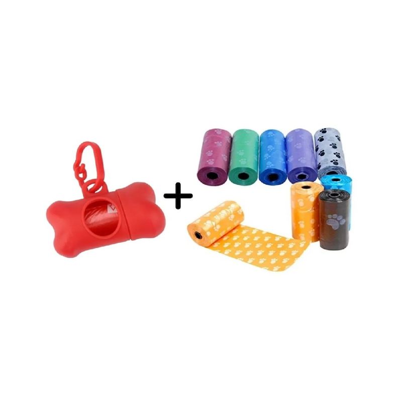 GENERICO - Bolsas Caca Para Perro 8 Rollos y dispensador Colores