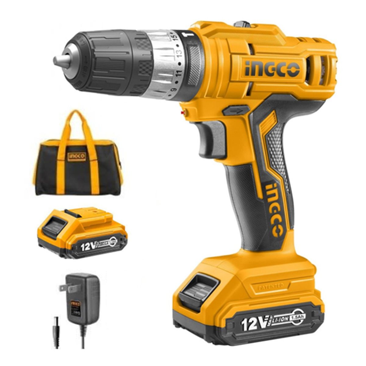 Taladro Atornillador Impacto 10mm 12v 2bat + Carg Ingco, marca INGCO - Foto Principal