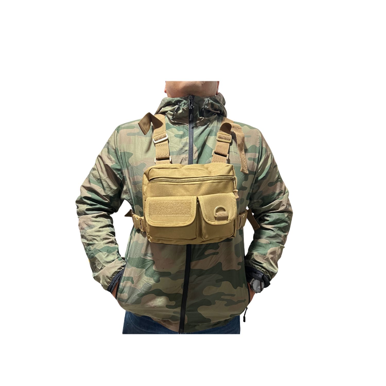 GENERICO Chaleco Bolso Pecho Porta Radio Tactico Hip Hop Multiuso